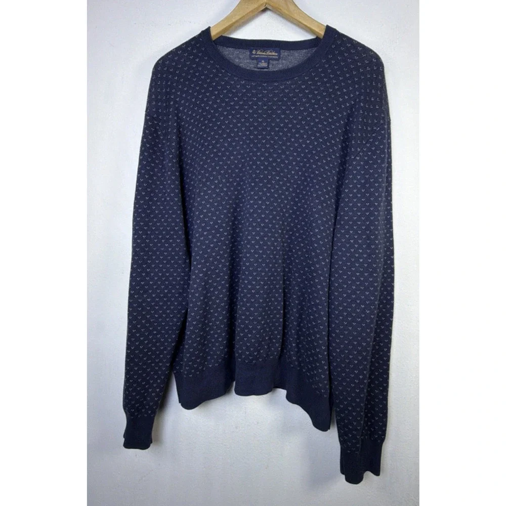 Brooks Brothers mens XL Cotton Cashmere Crewneck Sweater navy quiet luxury
